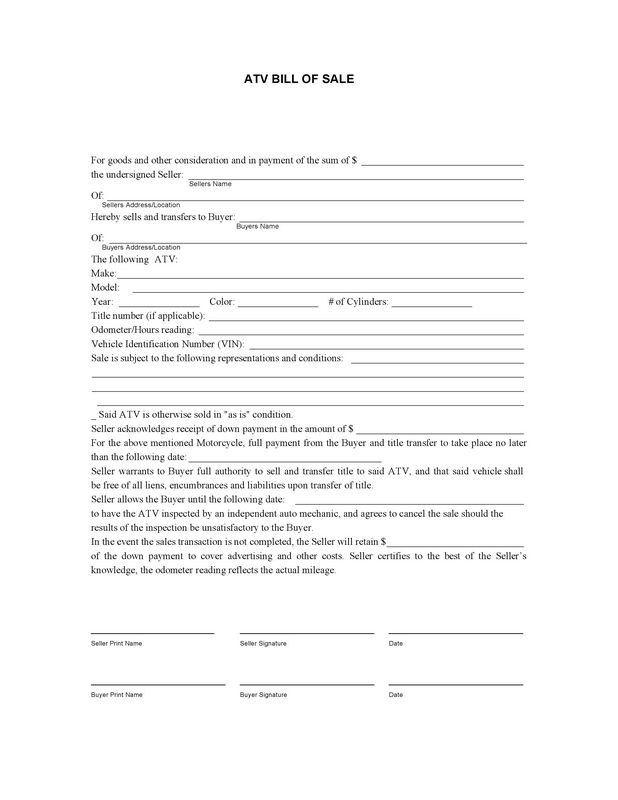 Mobile Home Bill of Sale