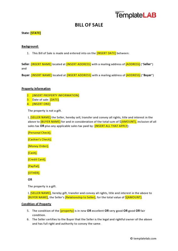 Watercraft bill of sale theme